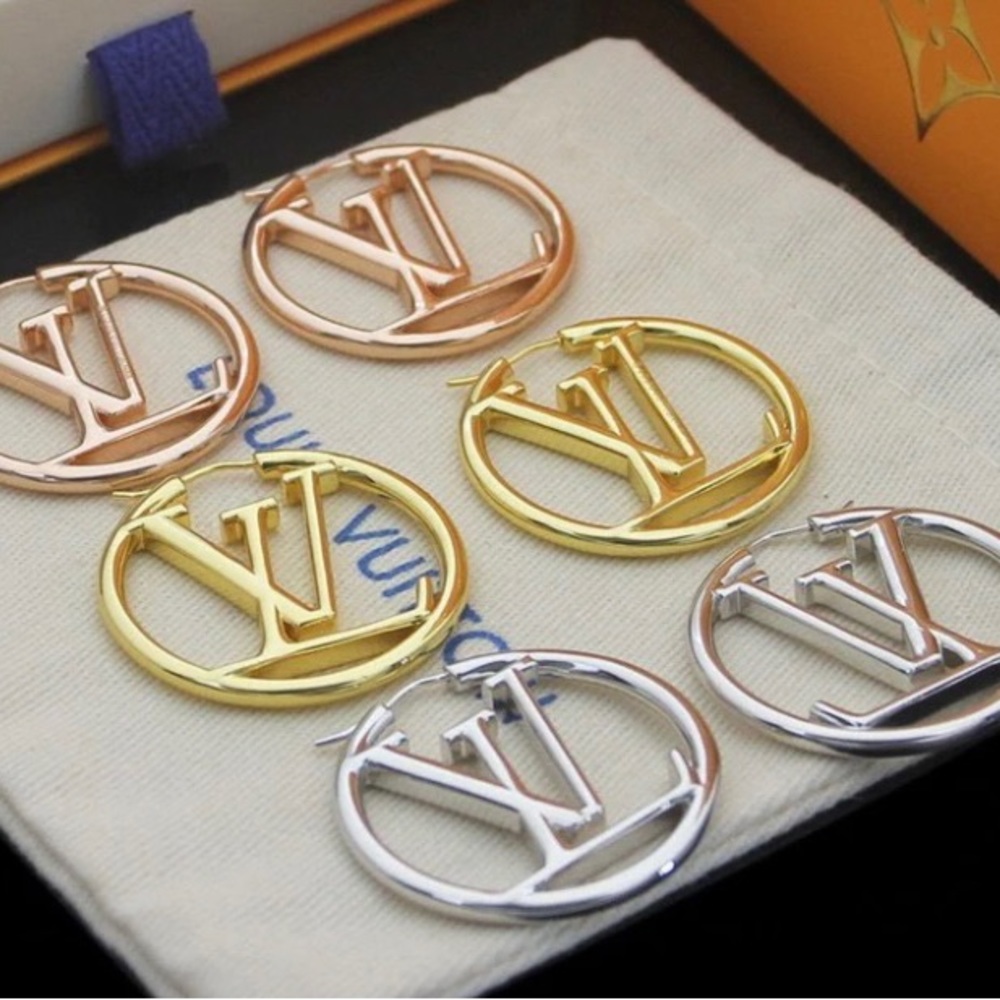 Copy LV MONOGRAM HOOP EARRINGS IN SILVER